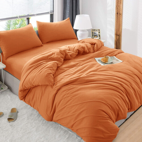 (Rust , Single ) Luxury Reversible Duvet Covers Quilt Quilted Bedding Set