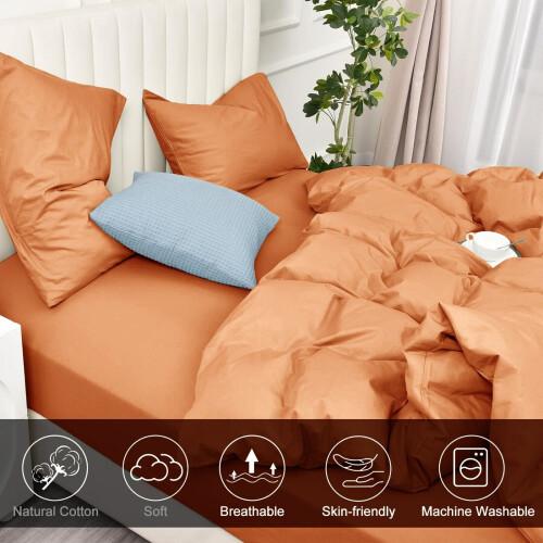 (Rust , Double ) Luxury Reversible Duvet Covers Quilt Quilted Bedding Set 2
