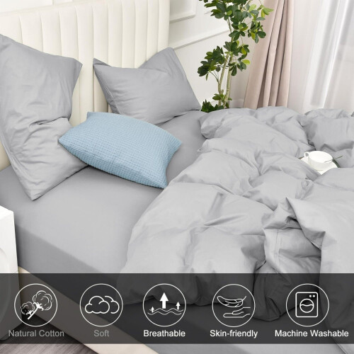(Silver , Double ) Luxury Reversible Duvet Covers Quilt Quilted Bedding Set 2