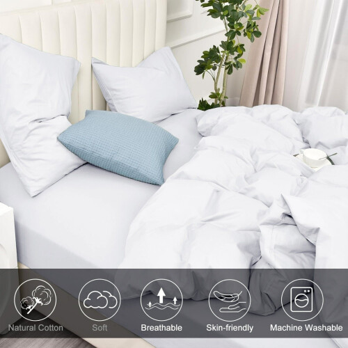 (White , Single ) Luxury Reversible Duvet Covers Quilt Quilted Bedding Set 2