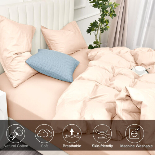 (Peach , Single ) Luxury Reversible Duvet Covers Quilt Quilted Bedding Set 2
