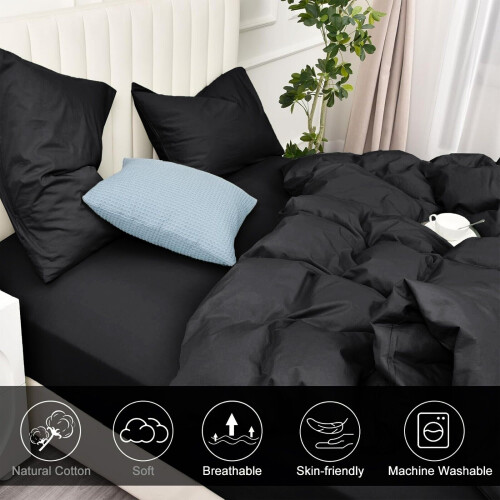 (Black , Double ) Luxury Reversible Duvet Covers Quilt Quilted Bedding Set 2