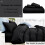 (Black , Double ) Luxury Reversible Duvet Covers Quilt Quilted Bedding Set 4