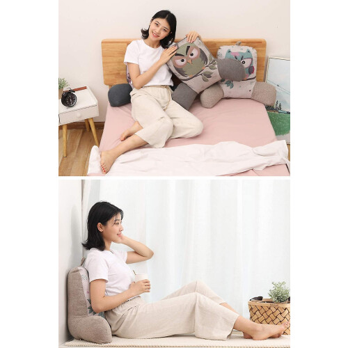 (Purple) Owl Pattern Reading Pillow Backrest Cushion 1