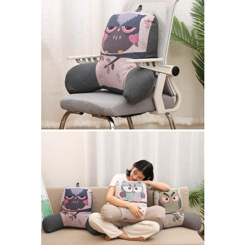 (Purple) Owl Pattern Reading Pillow Backrest Cushion 2