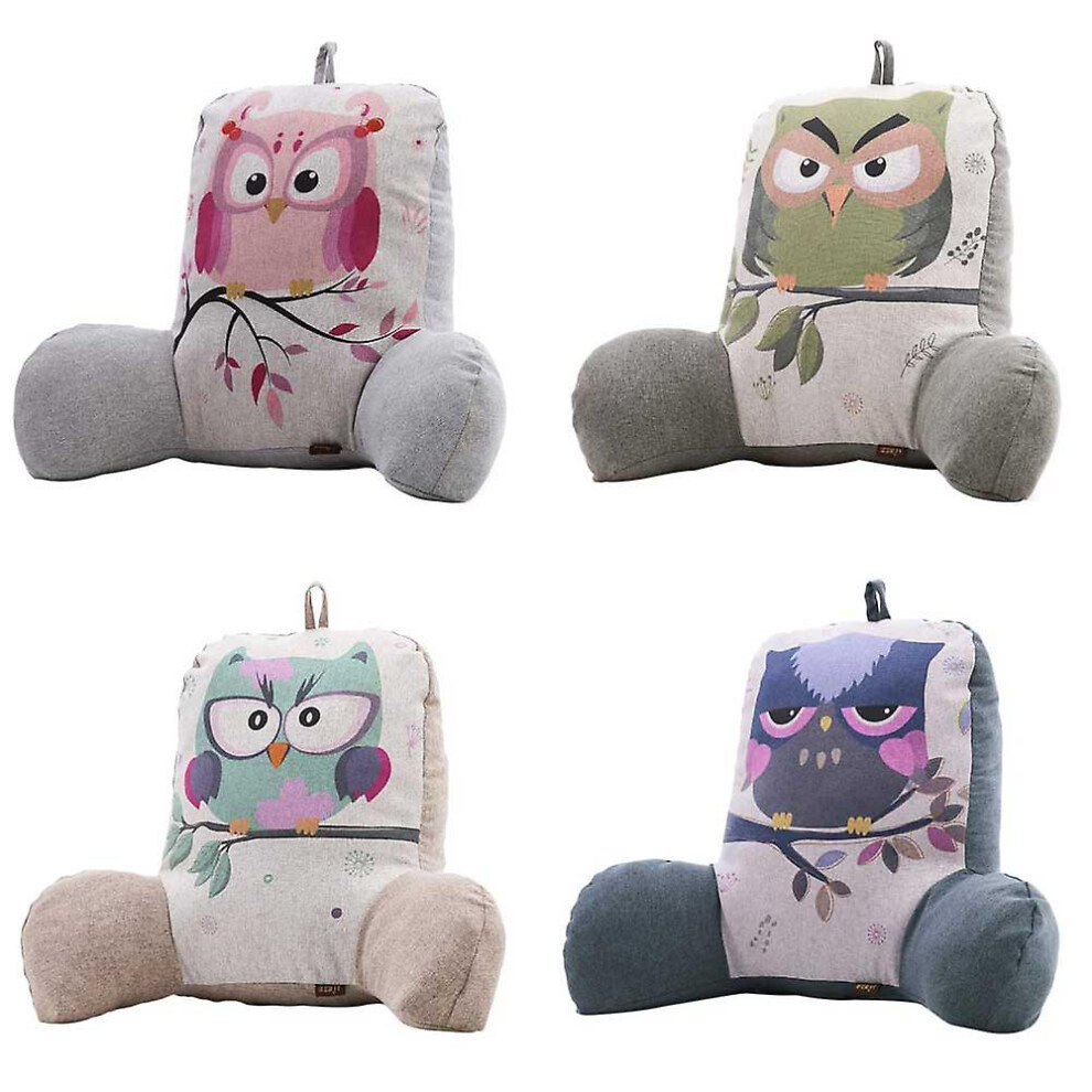 (Pink) Owl Pattern Reading Pillow Backrest Cushion Pink