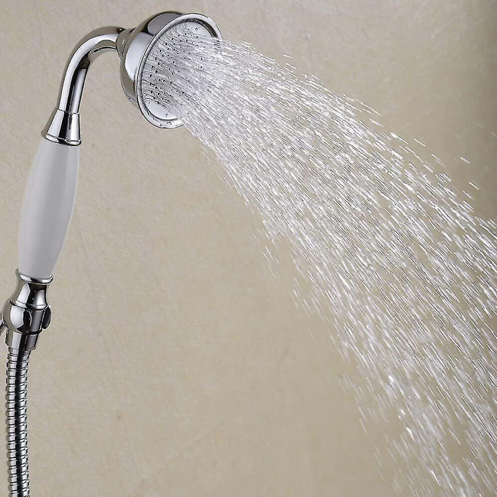 Bathroom Classical Shower Head, Traditional Telephone Style Handheld Shower, Retro Ceramic Handle Hand Showe Rain Sprayer Showers With 1.5m Hose (chro