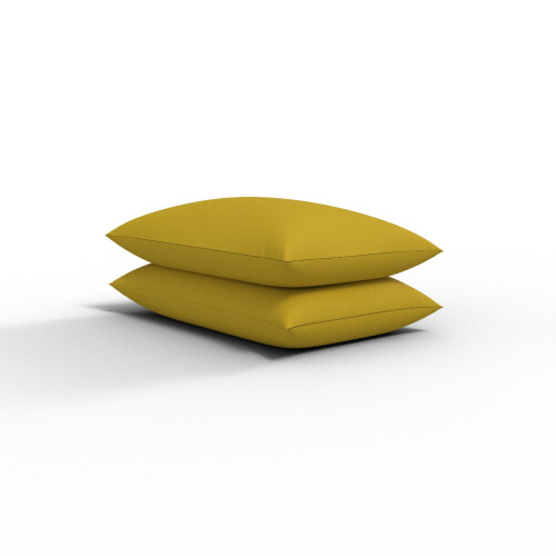 (Mustard, Pair of Pillowcases) Plain Dye Poly Cotton Fitted Bed Sheet Super Soft Luxury & Comfy Easy Care Bed Sheet Available in 17 different Colours