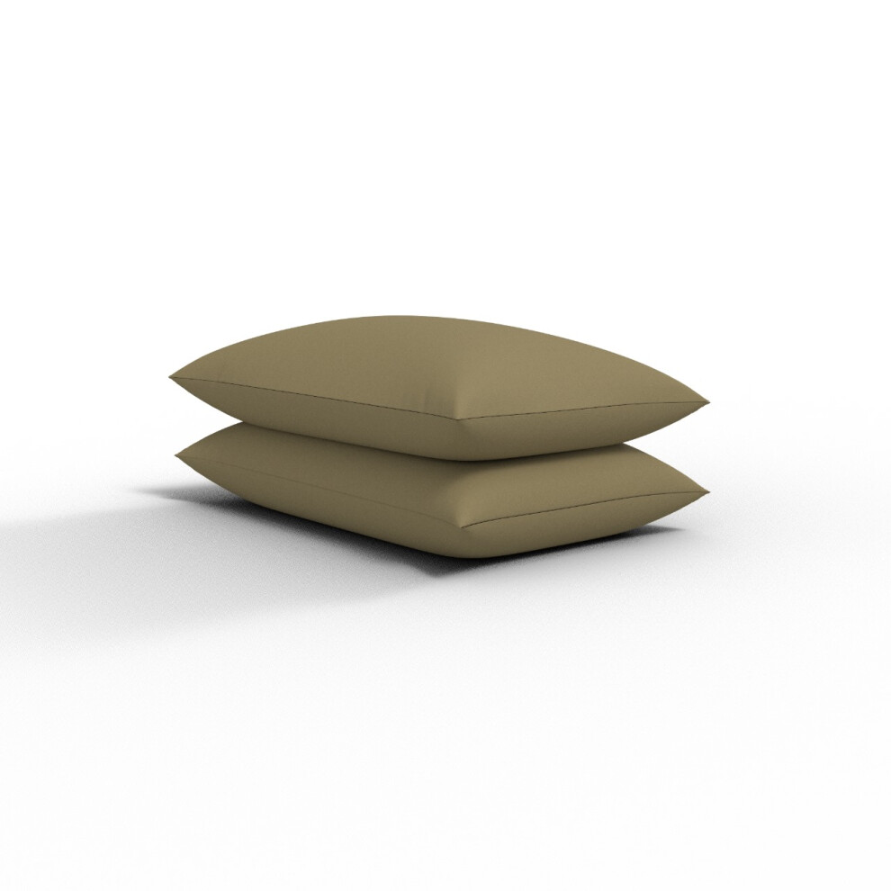 (Latte, Pair of Pillowcases) Plain Dye Poly Cotton Fitted Bed Sheet Super Soft Luxury & Comfy Easy Care Bed Sheet Available in 17 different Colours