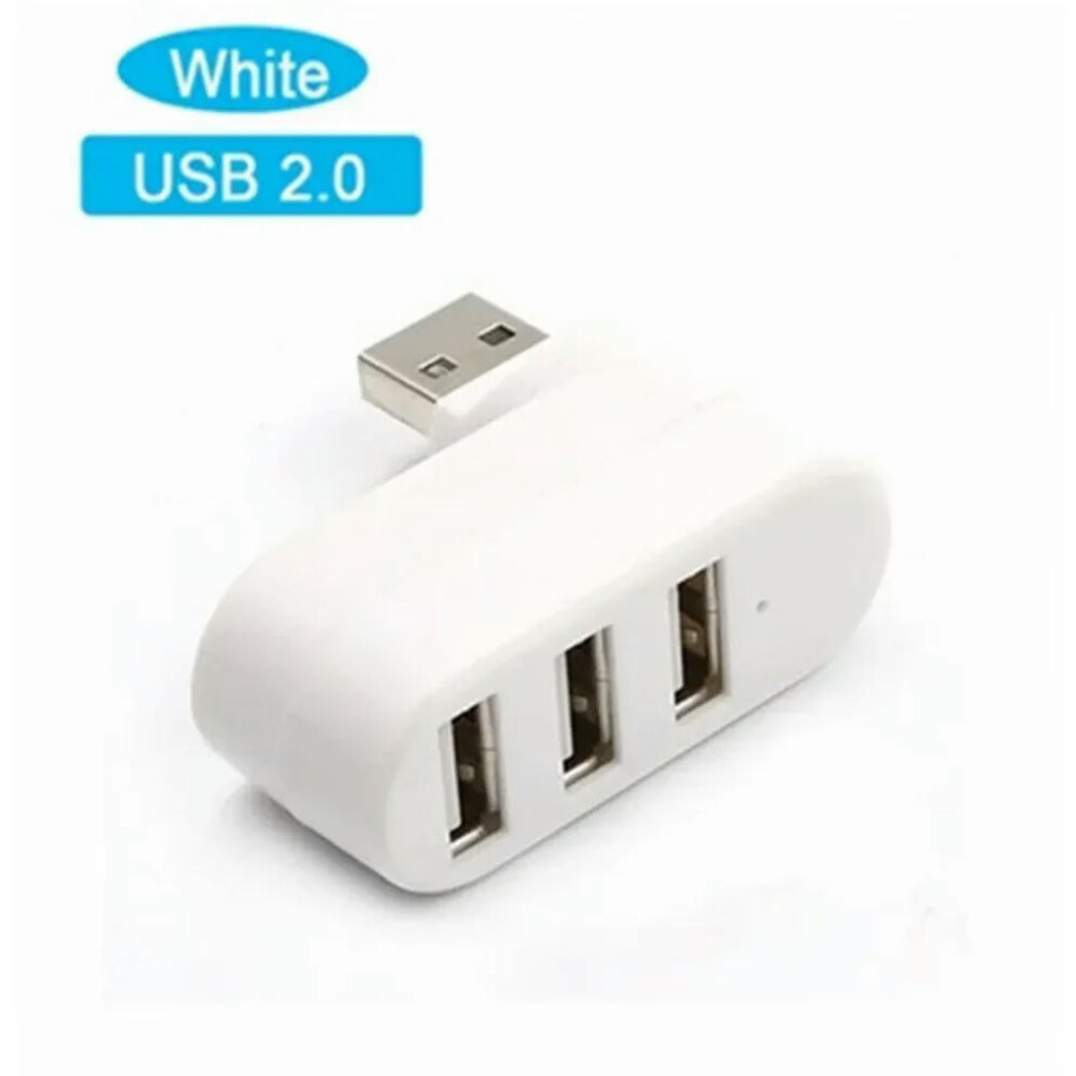 (USB 2.0 HUB White) PzzPss USB Hub 2.0 Adapter Rotate High Speed U Disk Reader Splitter 3 Ports USB 2.0 For Computer PC Laptop Mac Mini Accessories