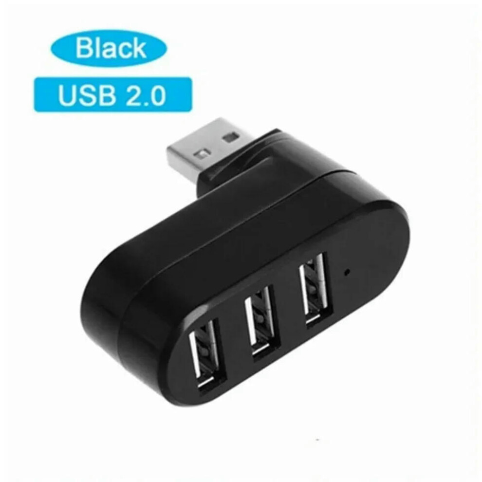 (USB 2.0 HUB Black) PzzPss USB Hub 2.0 Adapter Rotate High Speed U Disk Reader Splitter 3 Ports USB 2.0 For Computer PC Laptop Mac Mini Accessories