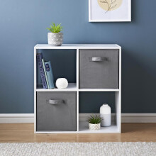 Modern 4-Cube Bookcase with Two Stylish Baskets - Organize in Style!