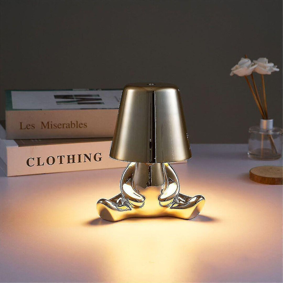 (, F) Bedside Touch Table Lamp, Thinker Lamp Desk Cordless Rechargeable Portable Decorative Nightstand Lamp With Usb Charging Gold/Light