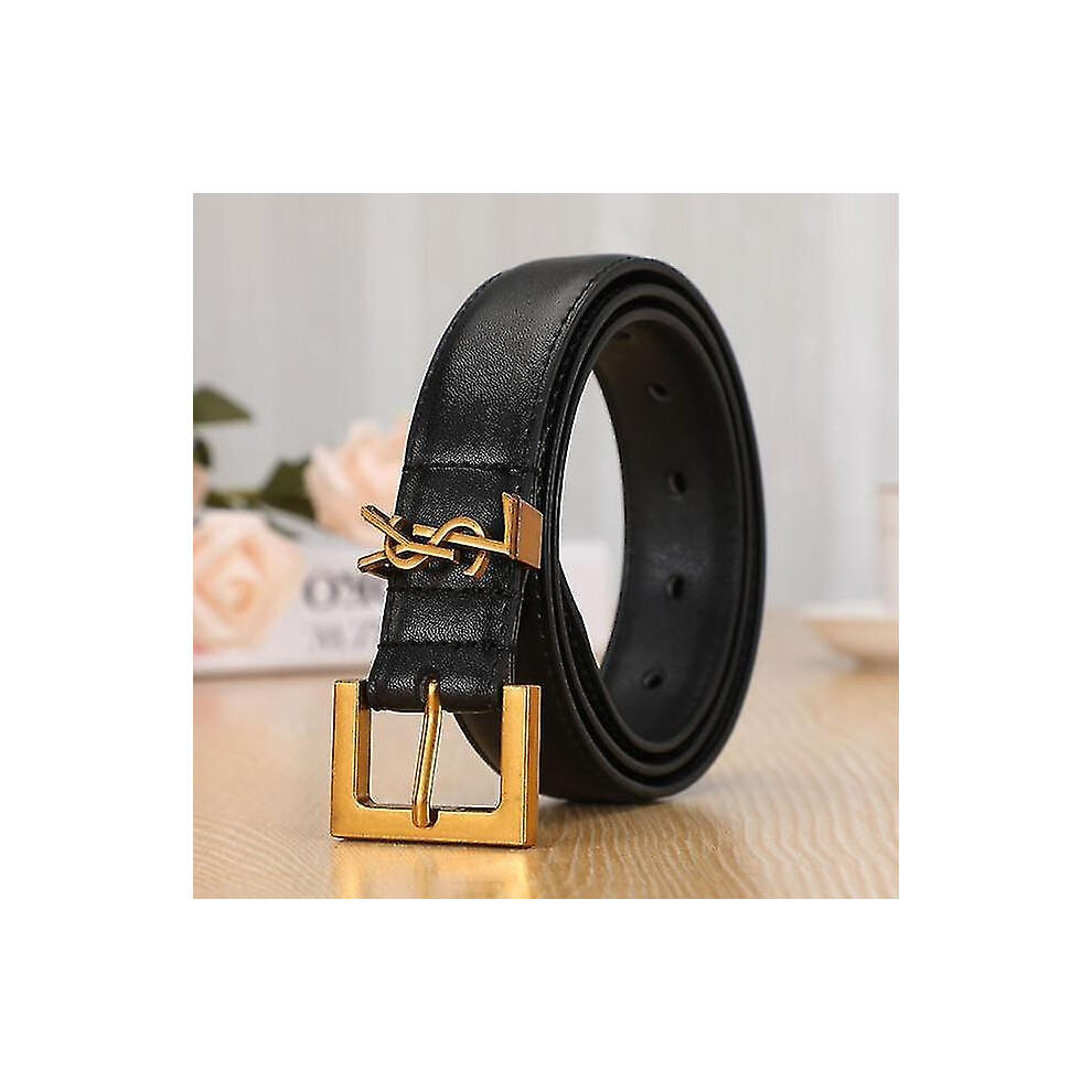 (100cm) Leather Letter Belts Smooth Buckle Women Belt All-match Ladies Casual Belts Women Fashion Simple Chic Belts