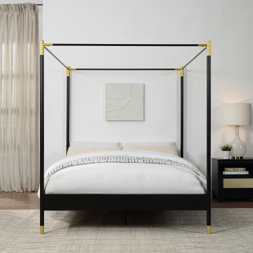 SlumberWorx (Small Double) Codicote Modern 4 Poster Black Metal Bed Frame 2