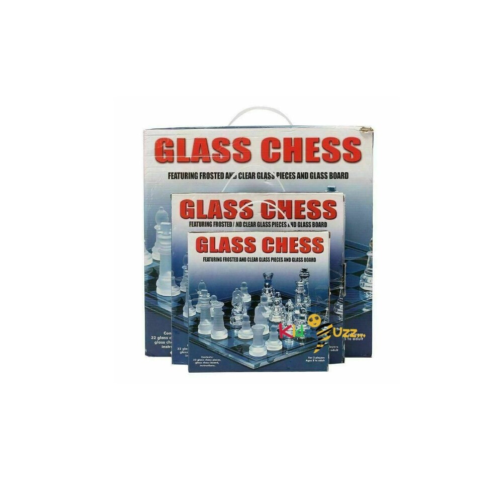 (Medium) GLASS BOARD TRADITIONAL CHESS SET GAME