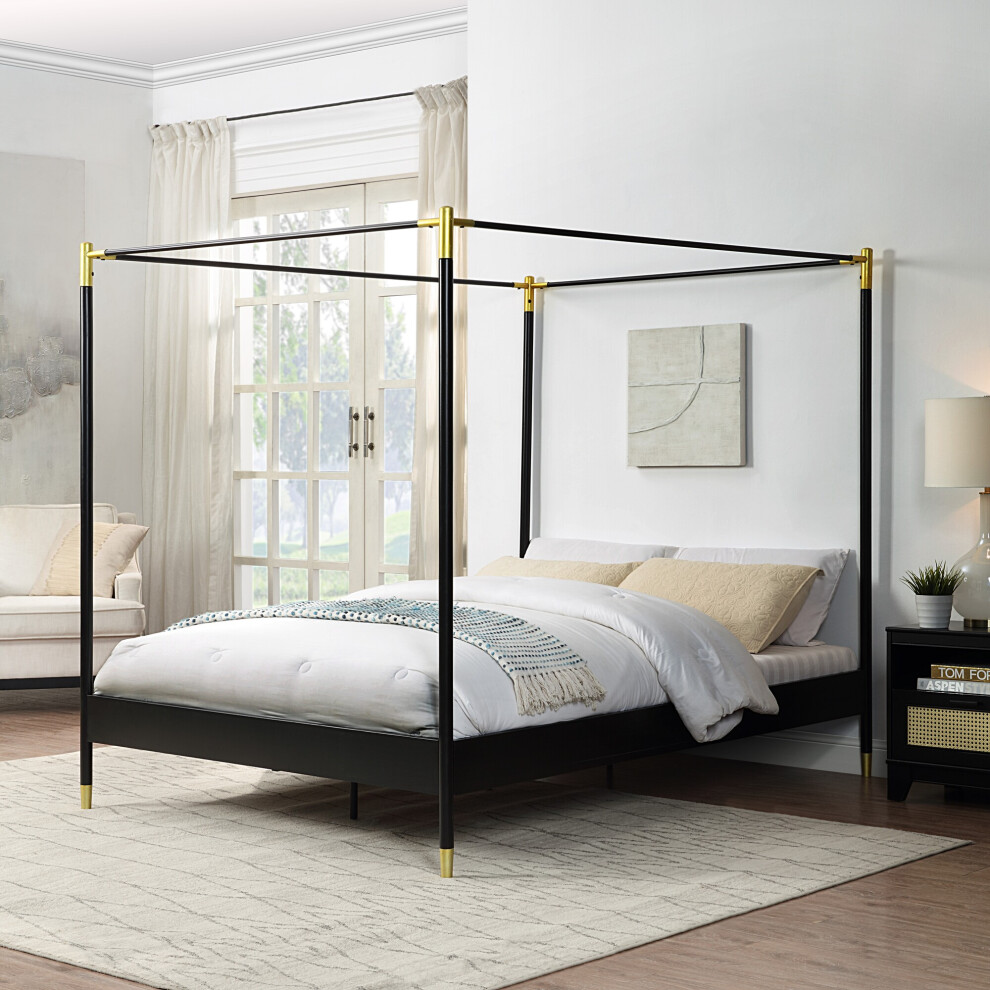 (Small Double) Codicote Modern 4 Poster Black Metal Bed Frame