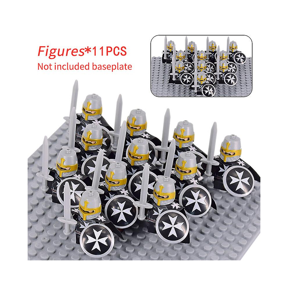 (XH1735-11pcs) Medieval Military Sets Figures Building Blocks Helmets Soldier Parts Knight Weapons Roman Sword Accessories Toys For Children
