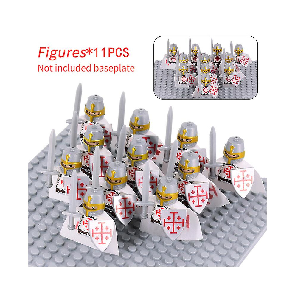 (XH1736-11pcs) Medieval Military Sets Figures Building Blocks Helmets Soldier Parts Knight Weapons Roman Sword Accessories Toys For Children
