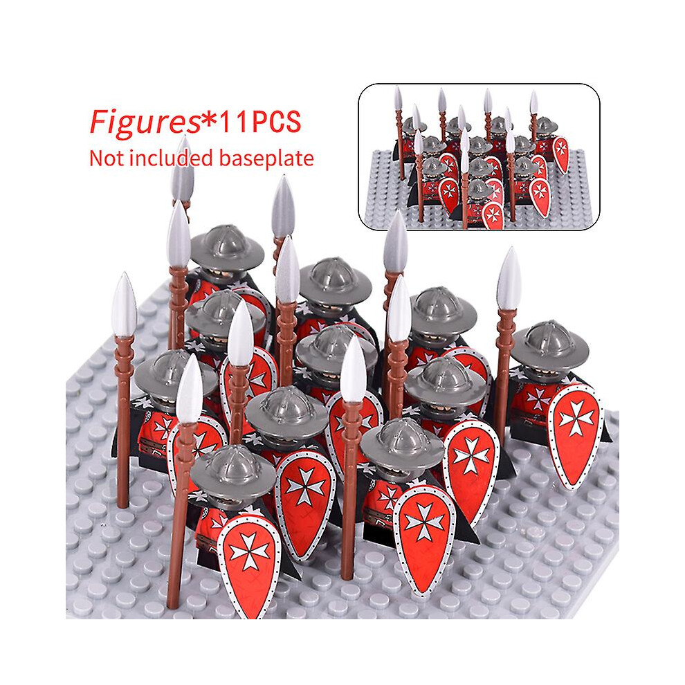 (XH1773-11pcs) Medieval Military Sets Figures Building Blocks Helmets Soldier Parts Knight Weapons Roman Sword Accessories Toys For Children