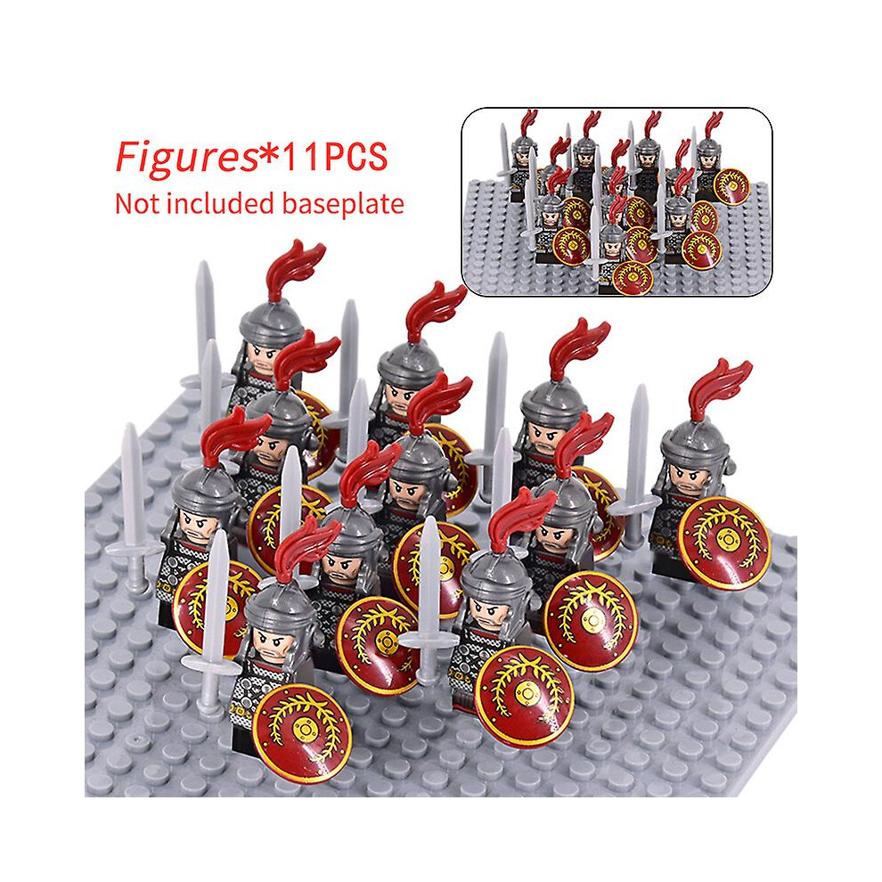 (XH1770-11pcs) Medieval Military Sets Figures Building Blocks Helmets Soldier Parts Knight Weapons Roman Sword Accessories Toys For Children