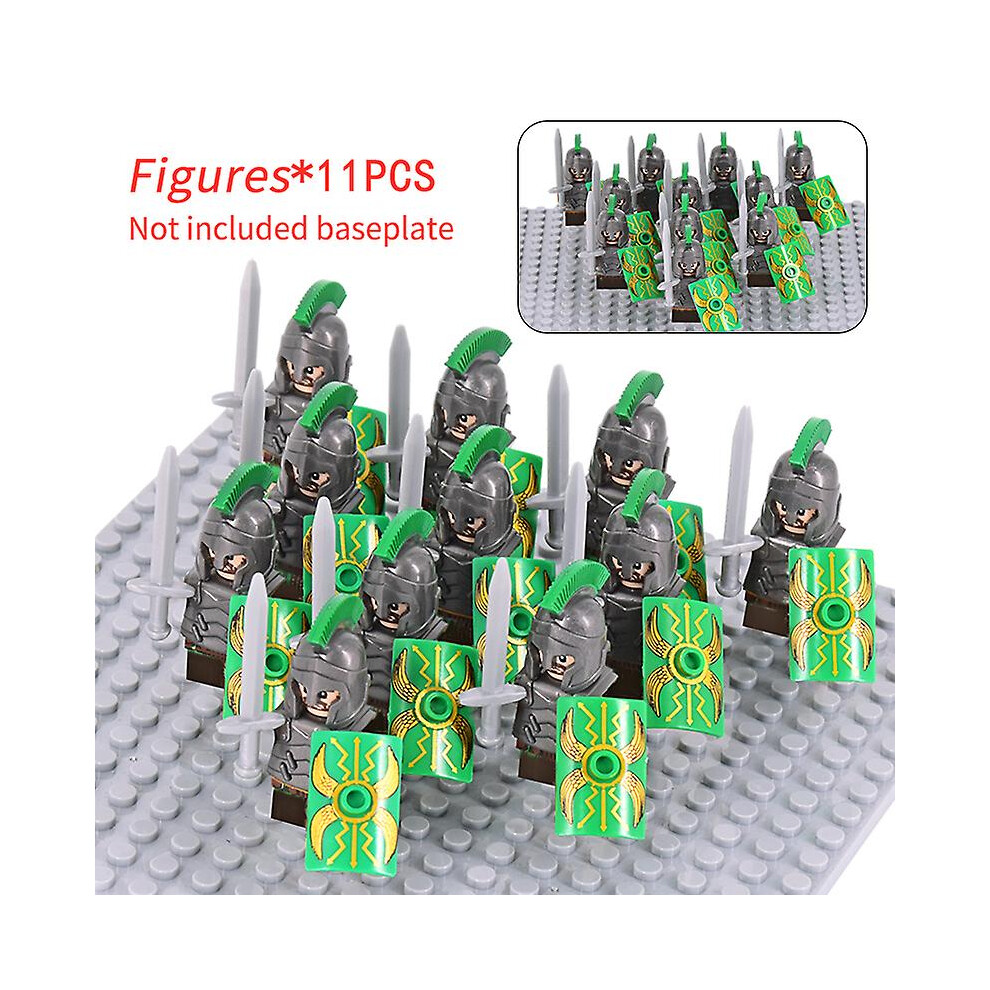 (XH1771-11pcs) Medieval Military Sets Figures Building Blocks Helmets Soldier Parts Knight Weapons Roman Sword Accessories Toys For Children