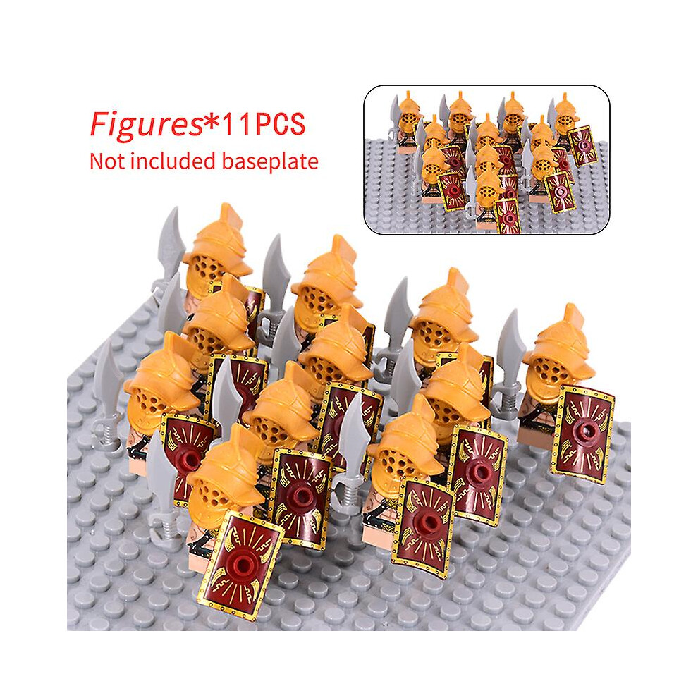 (XH1768-11pcs) Medieval Military Sets Figures Building Blocks Helmets Soldier Parts Knight Weapons Roman Sword Accessories Toys For Children