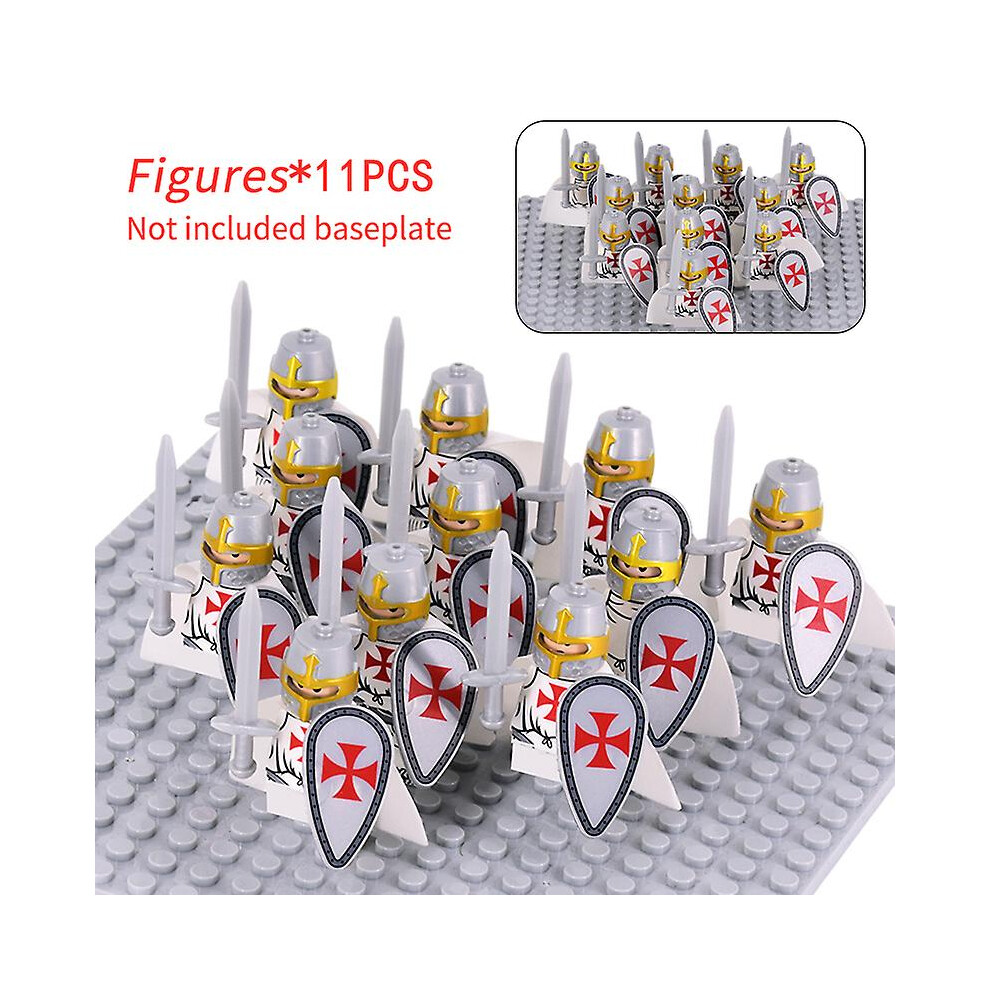(XH1737-11pcs) Medieval Military Sets Figures Building Blocks Helmets Soldier Parts Knight Weapons Roman Sword Accessories Toys For Children