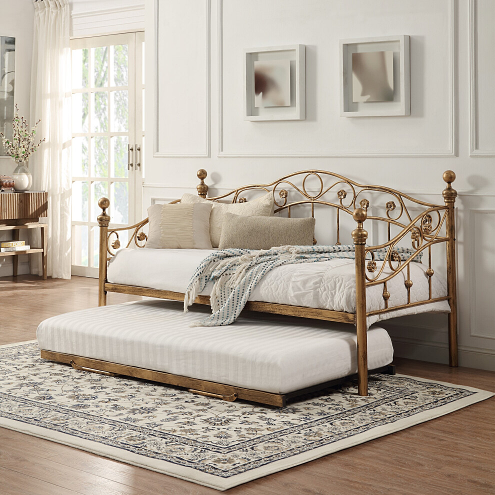 Slumberworx Essendon Vintage Living Room Bedroom Metal Day Bed W Trundle