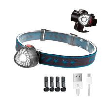 LED Rechargeable Headlamp for Adults and Kids, 1oz Lightweight Head Lamp with Red Light and 7 Modes, Bike Taillight(Black)