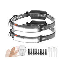LED Headlamp Rechargeable, 230 Illumination Headlight, Super Bright Headlamp flashlight with Motion Sensors, 6 Modes Lightweight(Black)