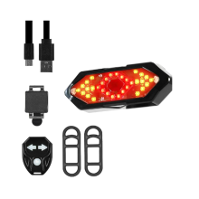 Smart Bike Remote Control Steering Tail Light Bicycle Taillights Smart Bike Tail Light USB Charging with Speaker Mountain Bike Night Riding(Black)