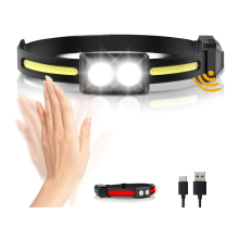 Headlamp Rechargeable, 270Wide-Beam Head lamp LED with Motion Sensor for Adults,Waterproof Head Light Flashlight, 9 Lighting Modes(Black)
