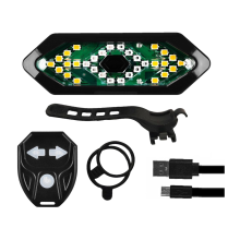 LED Wireless Remote Control Tail Light, Tail Light with Turn Signal Light and Brake Light, Tweeter USB Rechargeable Turn Light(Black)