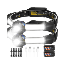 2PCS Headlamp Rechargeable,1200 Lumen Super Bright LED Head Lamp Flashlight,10 Modes Waterproof Headlight with Type C Charging(Black)