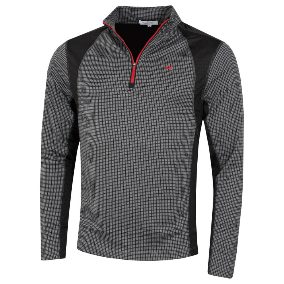Calvin Klein Mens 2025 Micro Grid CK 1/2 Zip Mid Layer Baselayer