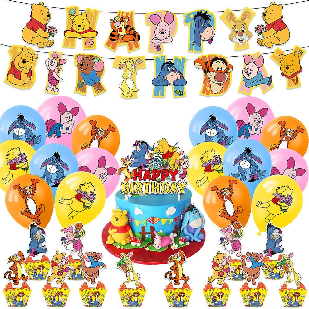 Winnie The Pooh Children Party Supplies Decorations Decor Balloons Banner Birthday Cake Topper Cupcake Toppers