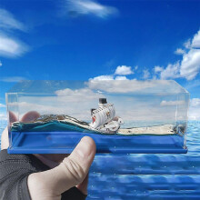 Anime One Piece Going Merry Cruise Ship Model Liquid Wave Unsinkable Boat Toy Home Desk Decorations Decors Gifts For Fans
