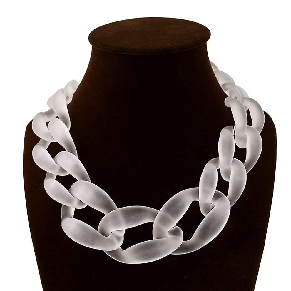Women's Acrylic Chunky Resin Necklace,vintage Bohemian Frosted Plastic Cuban Link Chain Choker