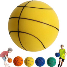 (Yellow, 24CM) The Handleshh Silent Basketball,silent Basketball Dribbling Indoor,uncoated High Density Foam Ball Safe Quiet Basketball