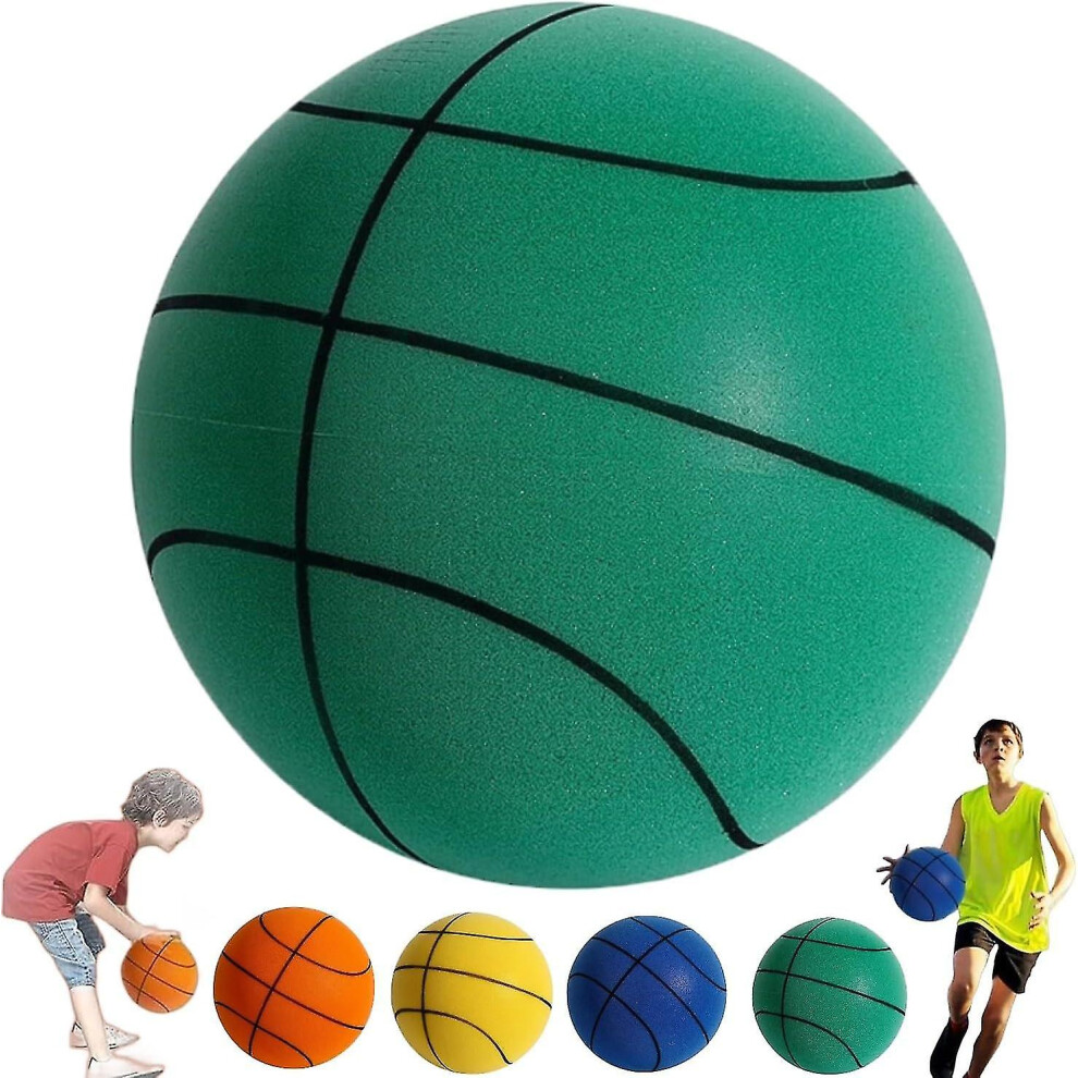 (Green, 24CM) The Handleshh Silent Basketball,silent Basketball Dribbling Indoor,uncoated High Density Foam Ball Safe Quiet Basketball