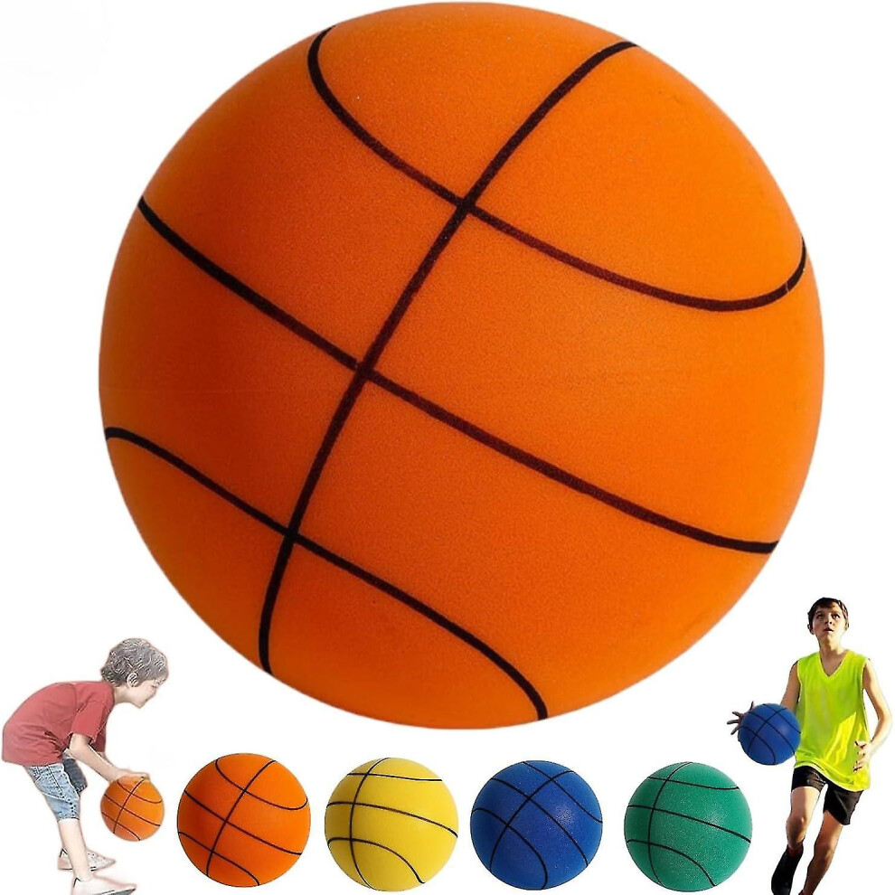 (Orange, 21cm) The Handleshh Silent Basketball,silent Basketball Dribbling Indoor,uncoated High Density Foam Ball Safe Quiet Basketball