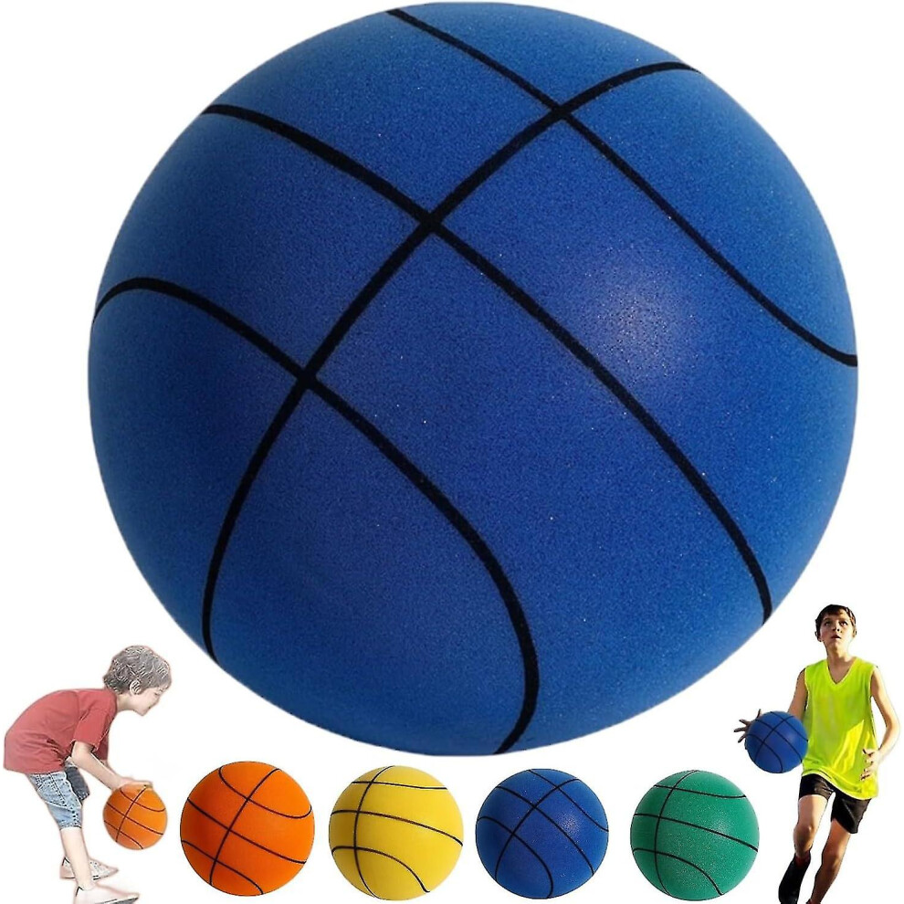 (Blue, 18CM) The Handleshh Silent Basketball,silent Basketball Dribbling Indoor,uncoated High Density Foam Ball Safe Quiet Basketball