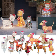 (G) Christmas Decorations Outside Light-Up Animals,Dog,Deer,Santa Clausoutside Christmas Decorations,Outdoor Christmas Statue Garden
