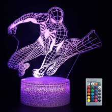 Spiderman 3d Night Light For Kids, Spiderman Toys For Boys, Superhero 3d Illusion Lamp With 16 Colors Change And Remote Control Desk Lamp (a)