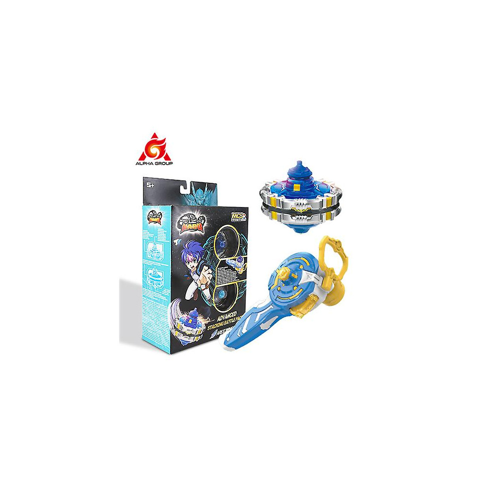 (Ares Wings) 5 Advanced Stacking Battle Pack Dual Metal Rings Spinning Top Toy With Magnetic Launcher Cartoon Kids Toy