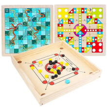 4 In 1 Wooden Carrom Board Toy Catapult Chess Games Checkers Burr-free Two-player Puzzle Game Parent-child Interactive Toys Gift
