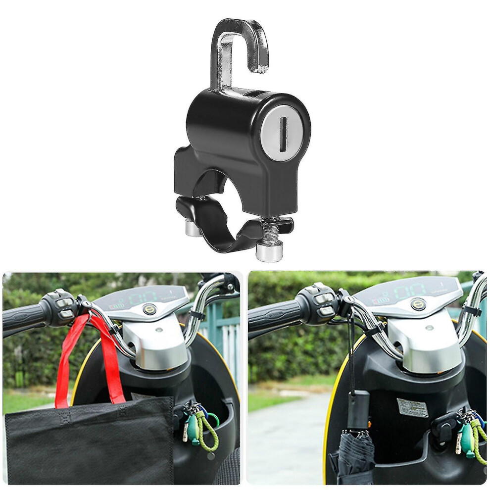 Universal Motorcycle Helmet Lock Anti-theft Helmet Safety Lock Metal 22mm-26mm Black With 2 Keys
