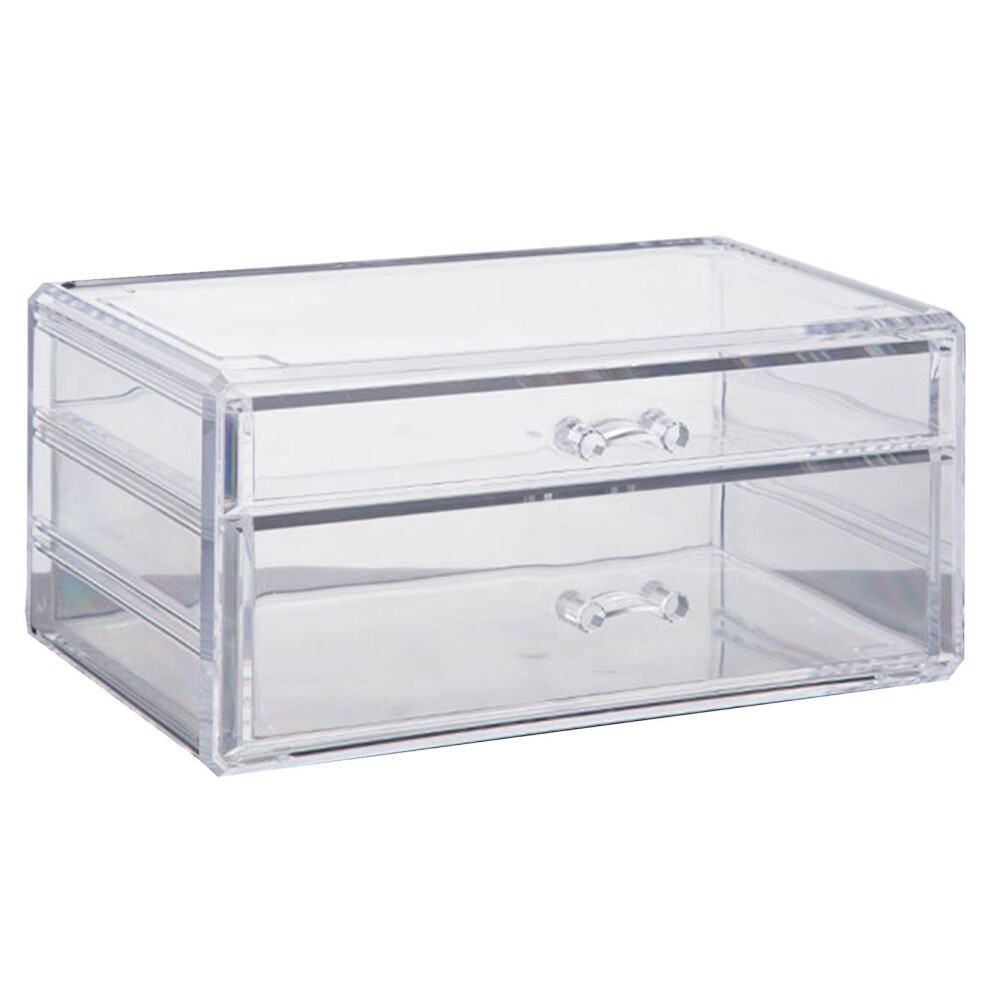 Makeup Organizer Large Capacity Transparent Acrylic Display Case Jewelry Stationery Cosmetic Organizer With 2 Drawers Desktop Storage