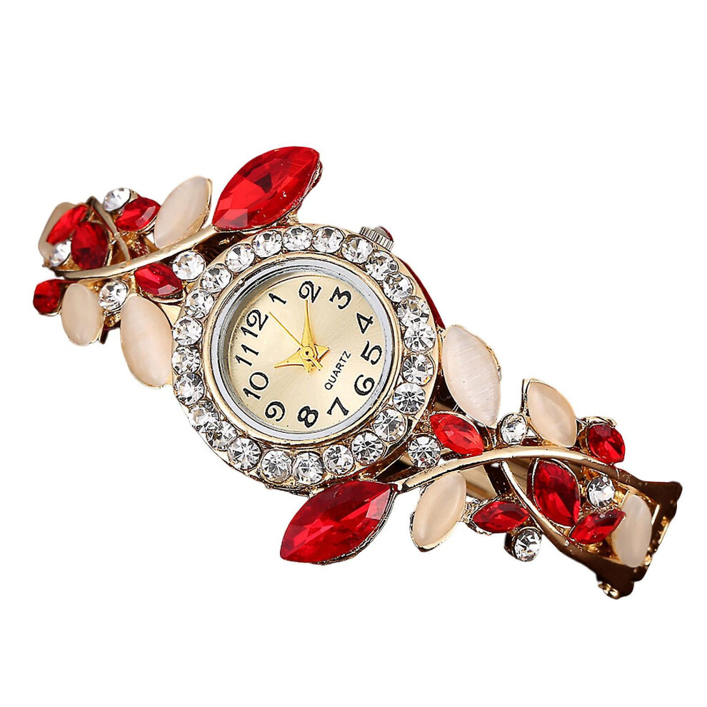(red) Ladies Crystal Quartz Watch Automatic Round Dial Rhinestone Strap Watch For Meetings And Dating-image-OPC-PDSQBZ7-NEW